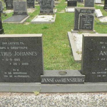 RENSBURG Petrus Johannes, Janse van 1909-2000 &amp; Anna M.S. 1909-1977