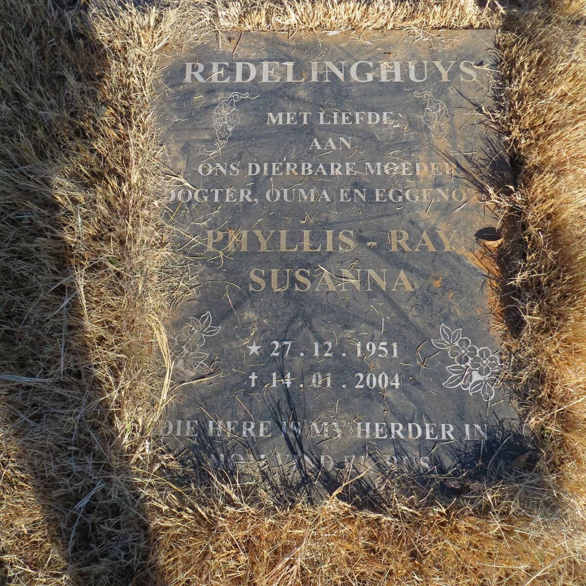 REDELINGHUYS Phyllis-Ray Susanna 1951-2004