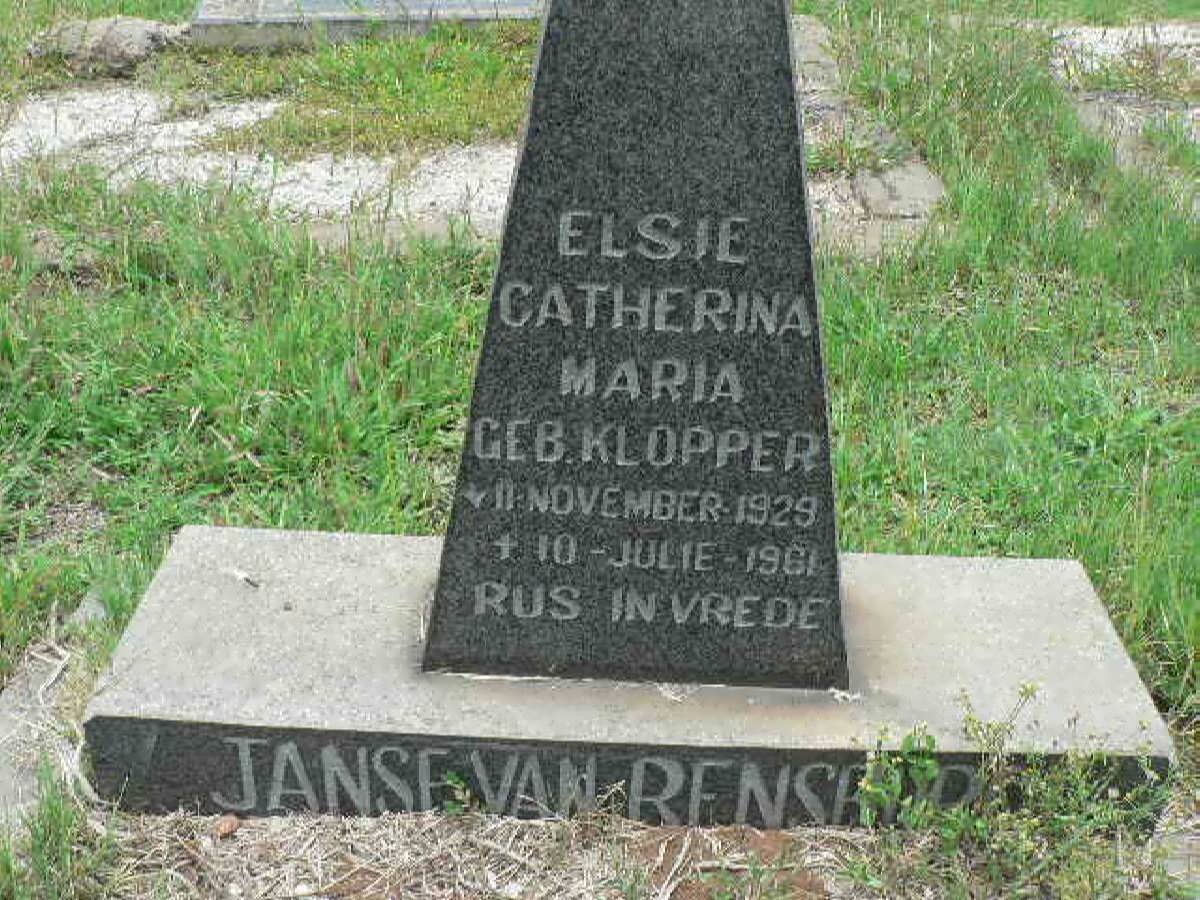 RENSBURG Elsie Catherina Maria, Janse van nee KLOPPER 1929-1961