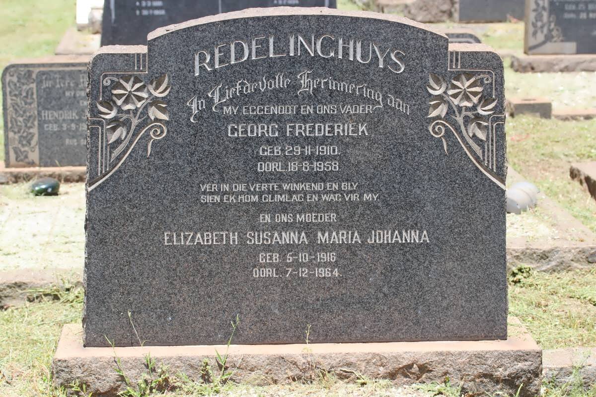 REDELINGHUYS Georg Frederiek 1910-1958 &amp; Elizabeth Susanna Maria Johanna 1916-1964