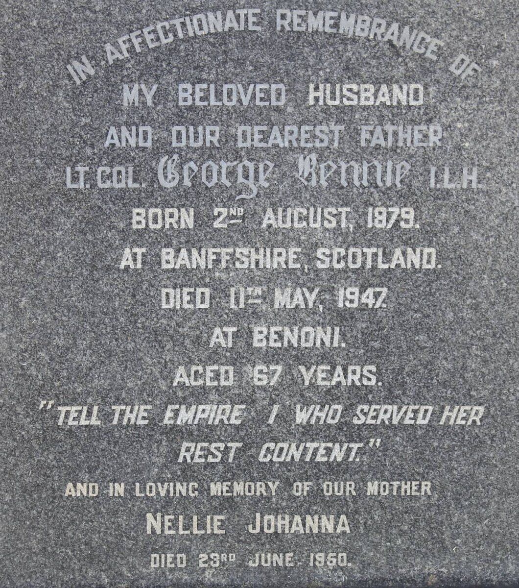 RENNIE George 1879-1947 &amp; Nellie Johanna -1950