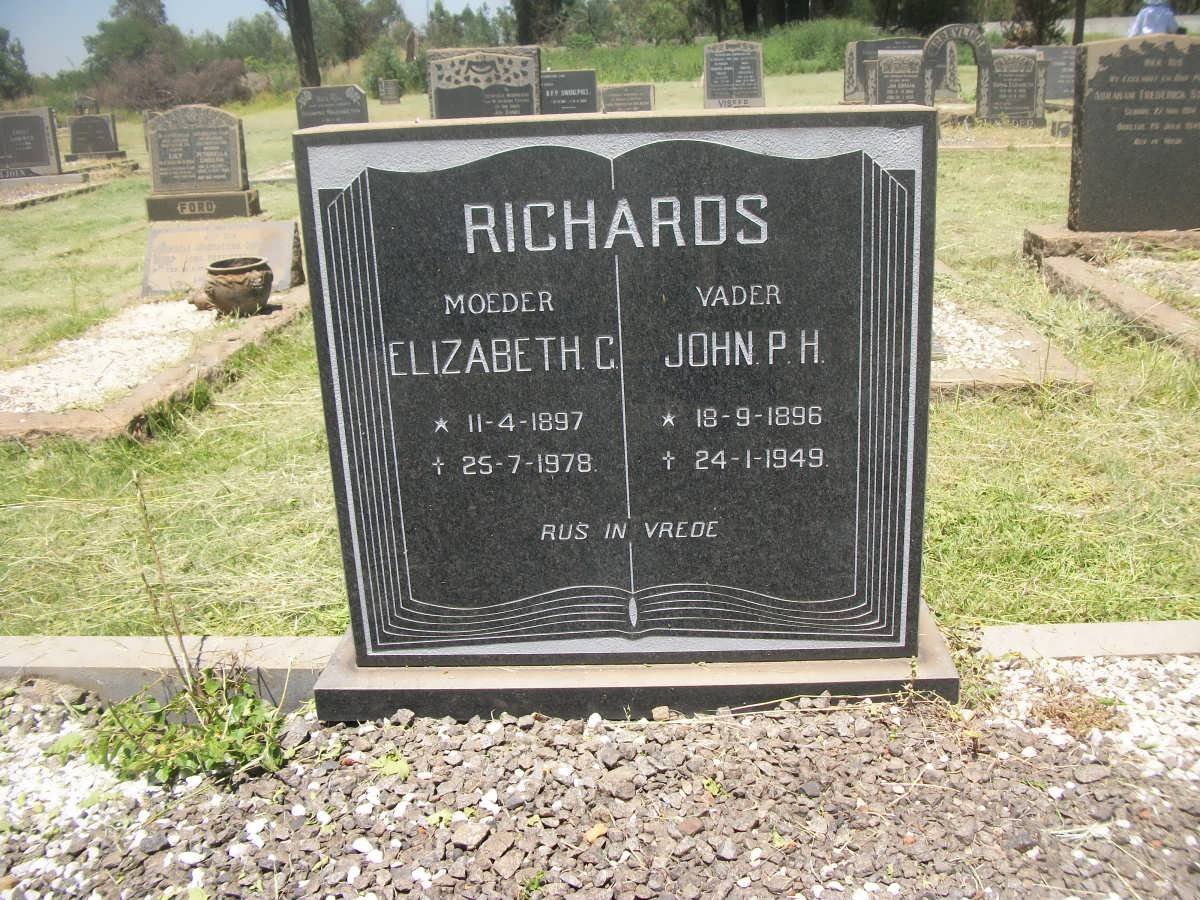 RICHARDS John P.H. 1896-1949 &amp; Elizabeth C. 1897-1978