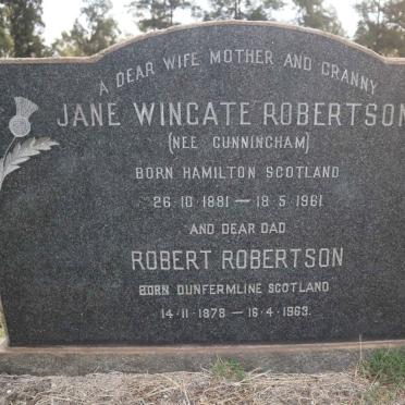 ROBERTSON Robert 1878-1963 &amp; Jane Wingate CUNNINGHAM 1881-1961