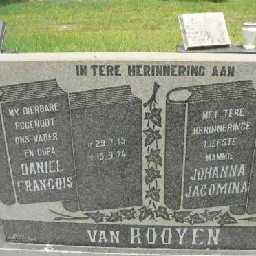 ROOYEN Daniel Francois, van 1915-1974 &amp; Johanna Jacomina 1917-1999