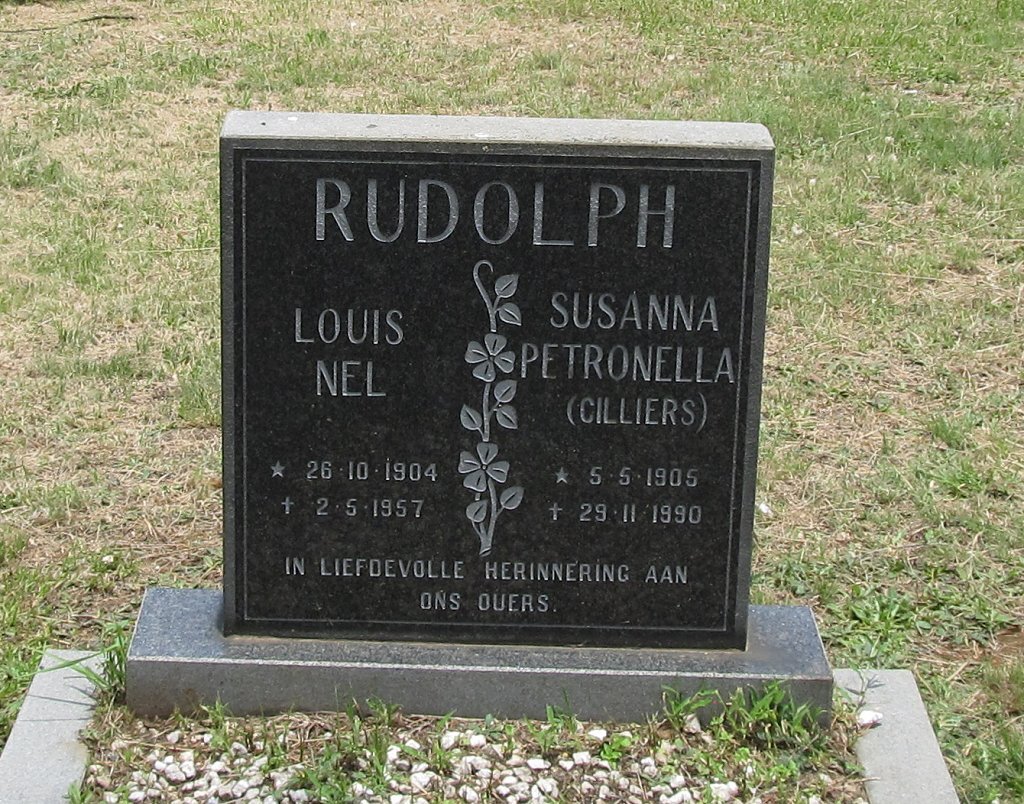 RUDOLPH Louis Nel 1904-1957 &amp; Susanna Petronella CILLIERS 1905-1990