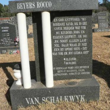 SCHALKWYK Beyers Rocco, van 1950-2003