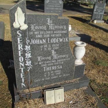 SERFONTEIN Johan Lodewyk 1934-1981 :: SERFONTEIN Theresa 1969-1981