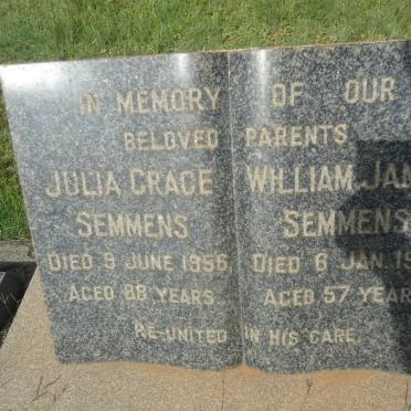 SEMMENS William James -1931 &amp; Julia Grace -1956