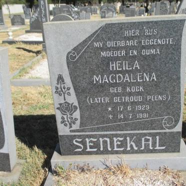SENEKAL Heila Magdalena voorheen PEENS nee KOCK 1929-1991