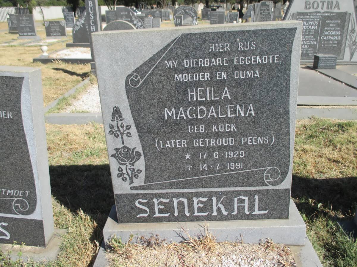 SENEKAL Heila Magdalena voorheen PEENS nee KOCK 1929-1991