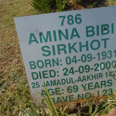 SIRKHOT Amina Bibi 1931-2000