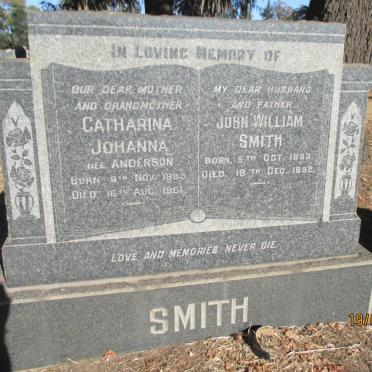 SMITH John William 1883-1952 &amp; Catharina Johanna ANDERSON 1883-1961