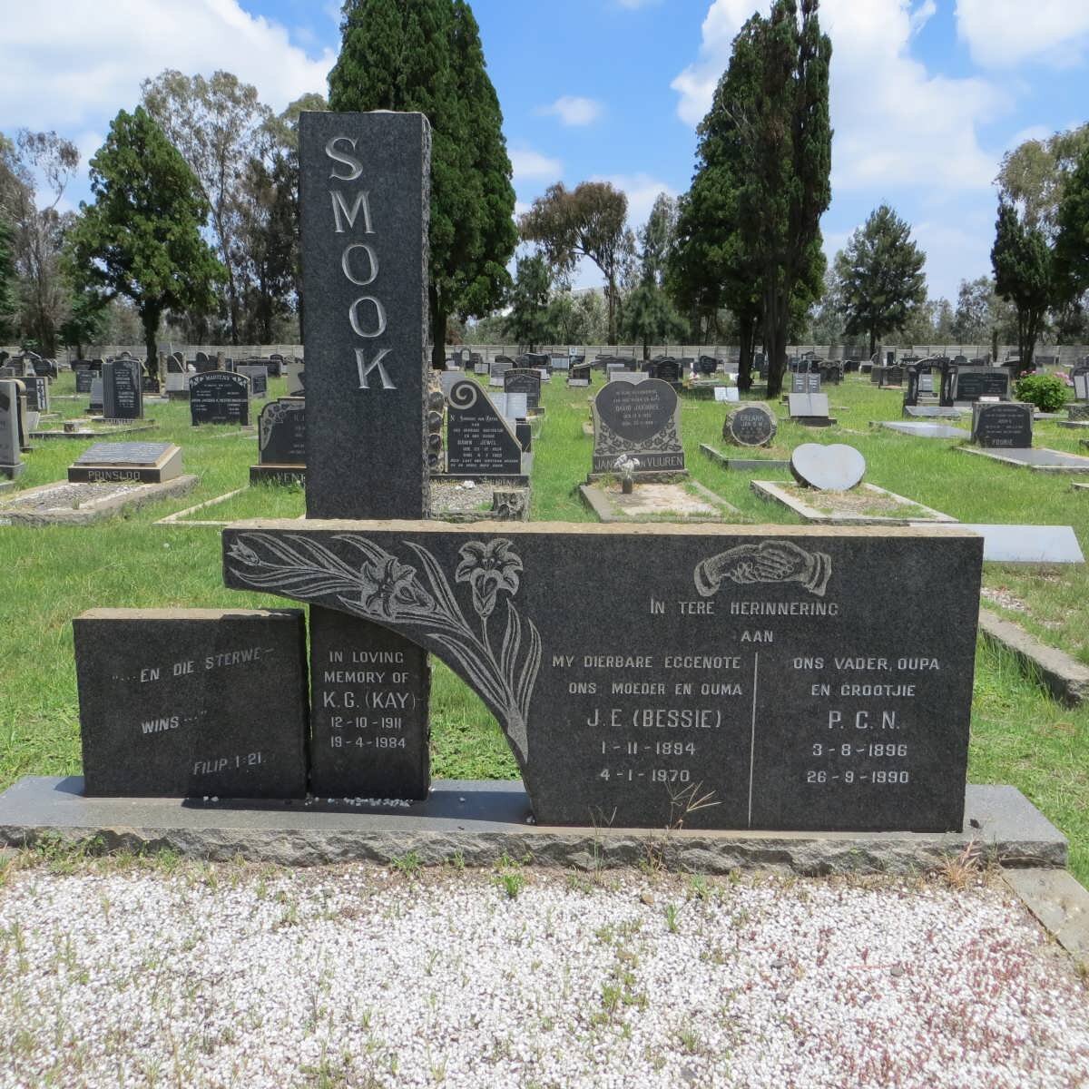 SMOOK P.C.N. 1896-1990 &amp; J.E. 1894-1970 :: SMOOK K.G. 1911-1984