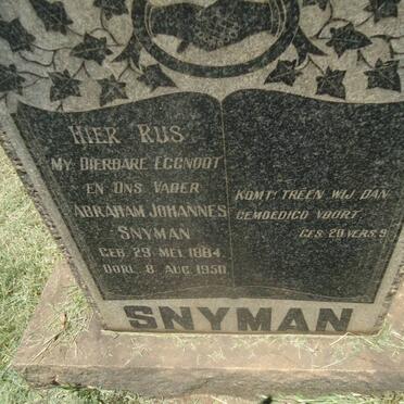 SNYMAN Abraham Johannes 1884-1950