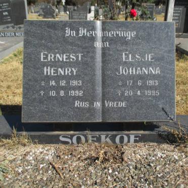 SOEKOE Ernest 1913-1992 &amp; Elsje Johanna 1913-1995