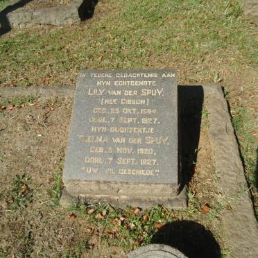 SPUY Lily, van der nee GIBSON 1884-1927 :: VAN DER SPUY Thelma 1920-1927