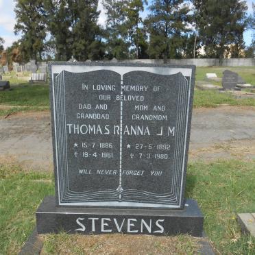 STEVENS Thomas R. 1886-1961 &amp; Anna J.M. 1892-1980