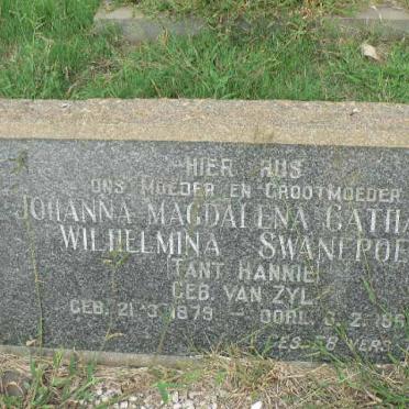 SWANEPOEL Johanna Magdalena Catharina Wilhelmina nee VAN ZYL 1879-1967