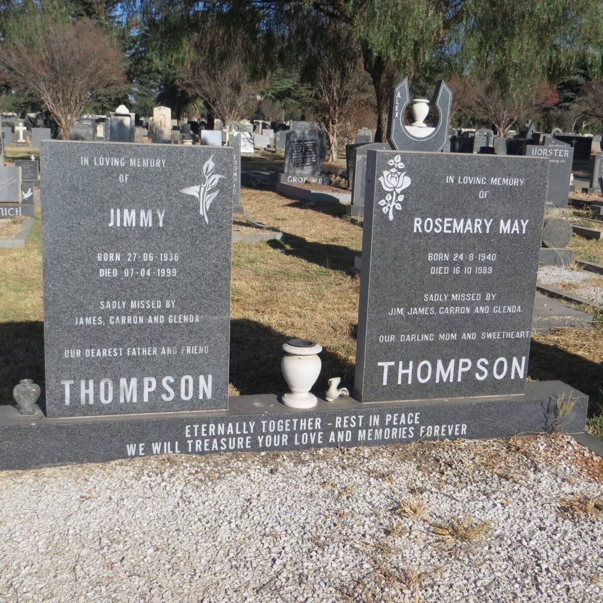 THOMPSON Jimmy 1936-1998 &amp; Rosemary May 1940-1989