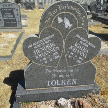 TOLKEN Hendrik Johannes 1938-1986 &amp; Agatha Johanna 1944-2000