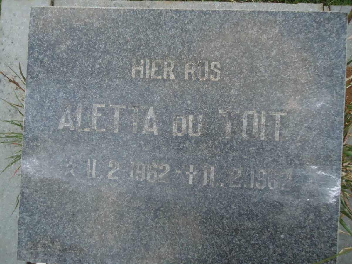 TOIT Aletta, du 1962-1962
