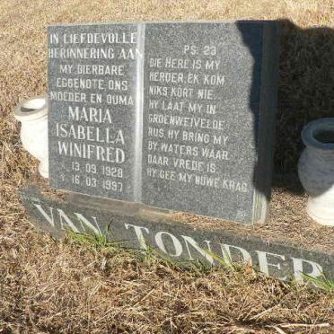 TONDER Maria Isabella Winifred, van 1928-1997