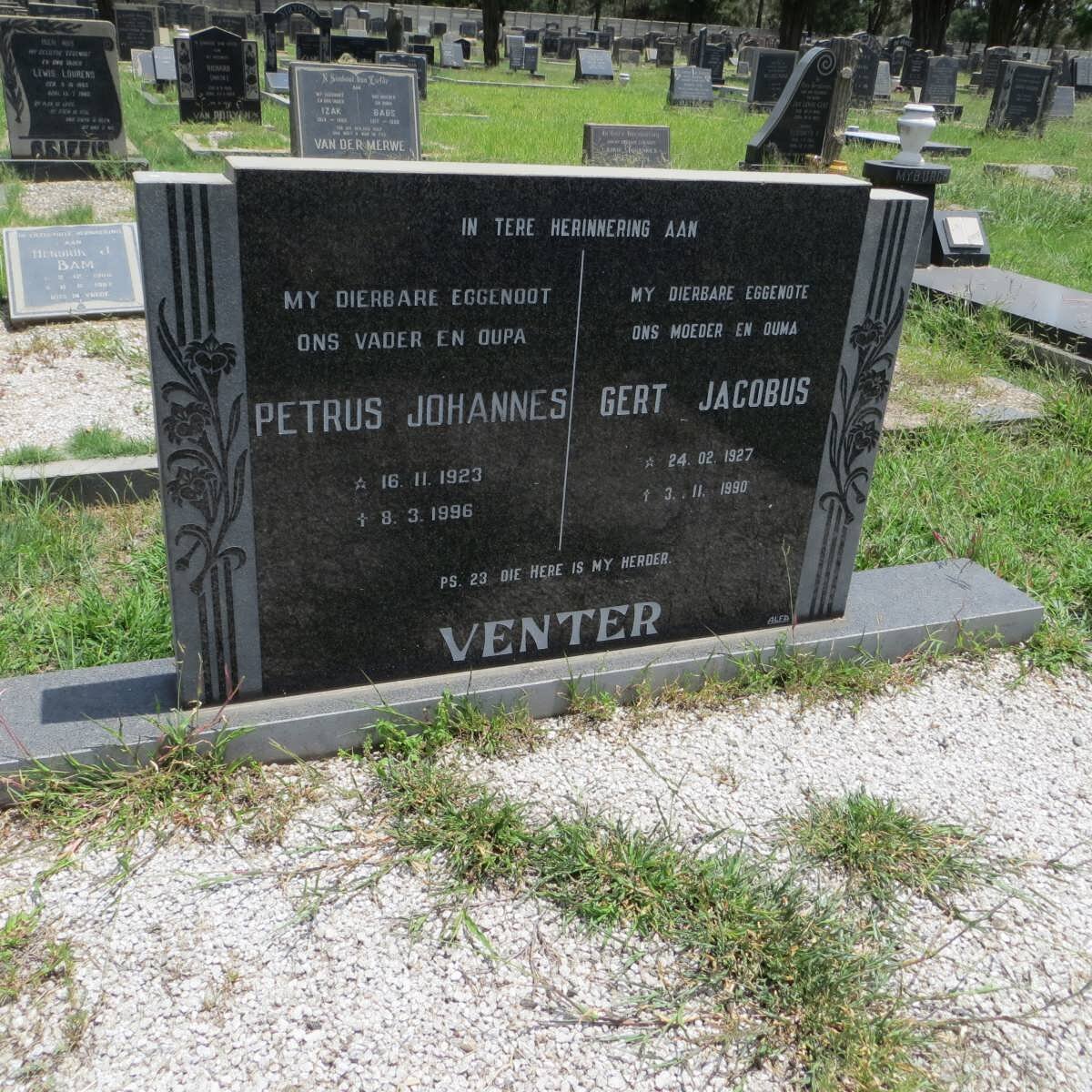 VENTER Petrus Johannes 1923-1996 &amp; Gert Jacobus 1927-1990