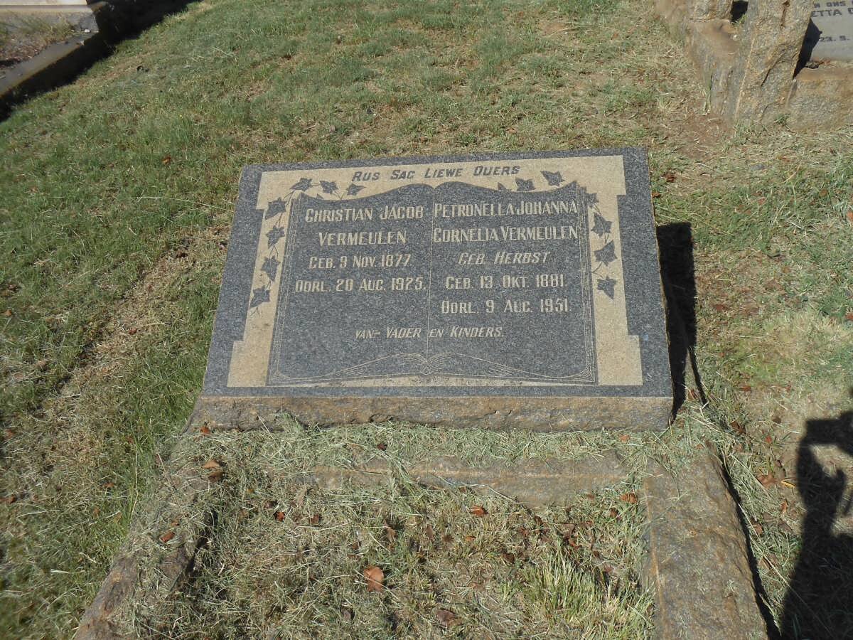 VERMEULEN Christian Jacob 1877-1925  &amp; Petronella Johanna Cornelia 1881-1951