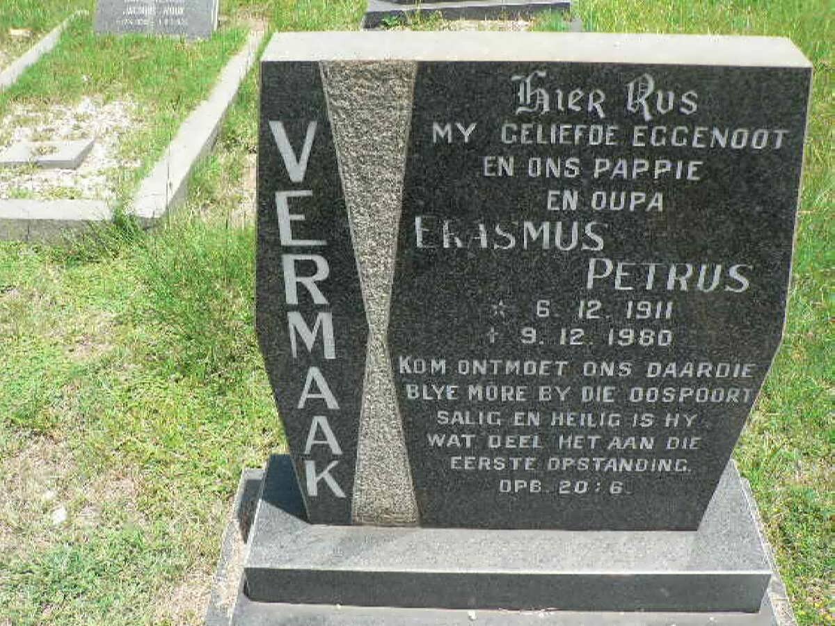 VERMAAK Erasmus Petrus 1911-1980