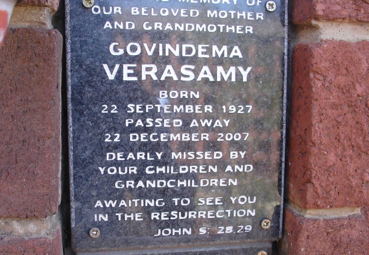 VERASAMY Govindema 1927-2007