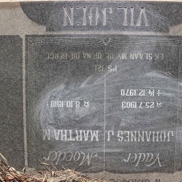 VILJOEN Johannes J. 1903-1970 &amp; Martha M. 1910-