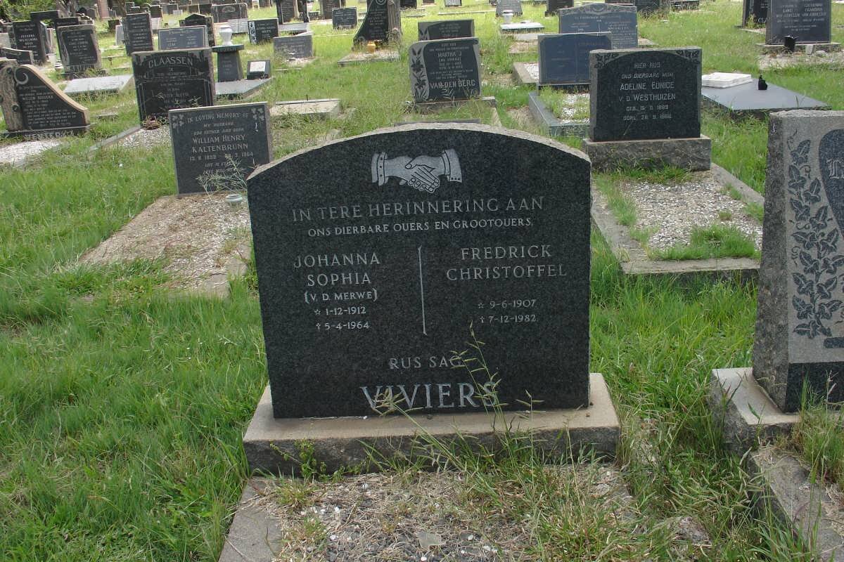 VIVIERS Fredrick Christoffel 1907-1982 &amp; Johanna Sophia V.D.MERWE 1912-1964
