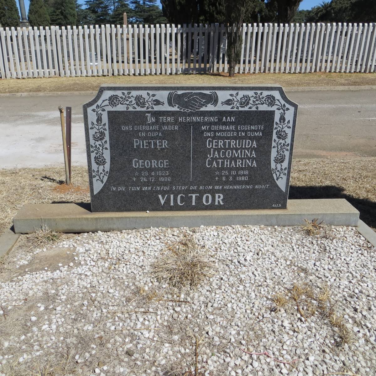 VICTOR Pieter George 1923-1988 &amp; Gertruida Jacomina Catharina 1918-1980