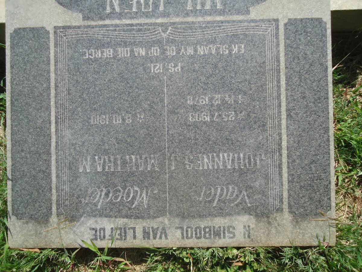 VILJOEN Johannes 1903-1978 &amp; Martha M. 1910-