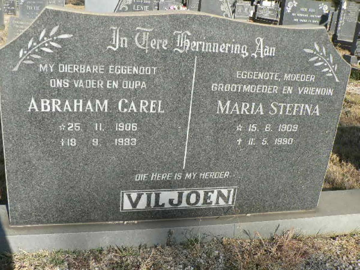 VILJOEN Abraham Carel 1906-1983 &amp; Maria Stefina 1909-1990