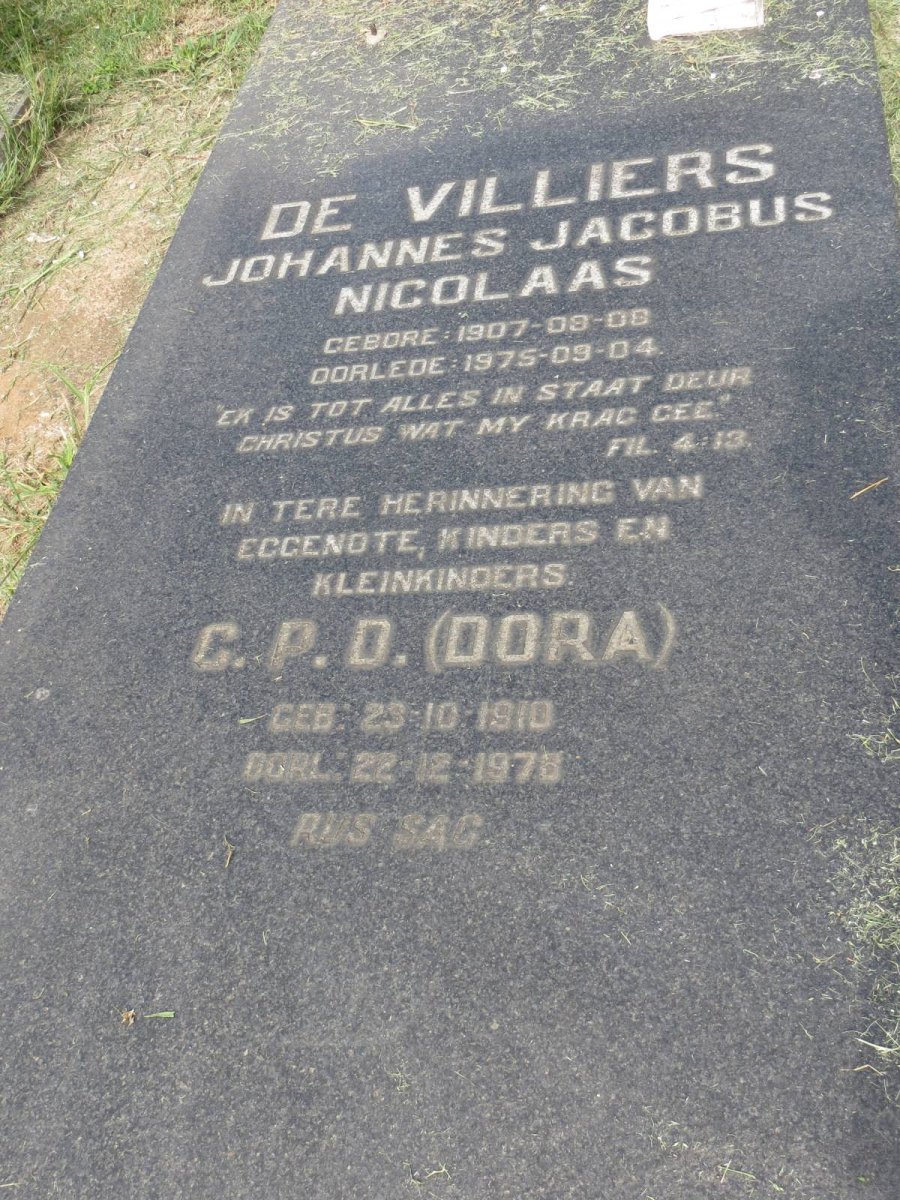VILLIERS Johannes Jacobus Nicolaas, de 1907-1975