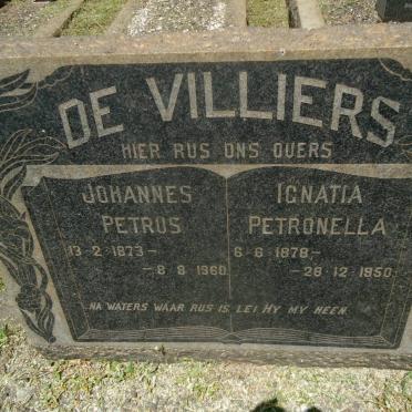 VILLIERS Johannes Petrus, de 1878-1960 &amp; Ignatia Petronella 1878-1950