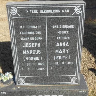 VORSTER Joseph Marcus 1920-2004 &amp; Abba Mary 1919-