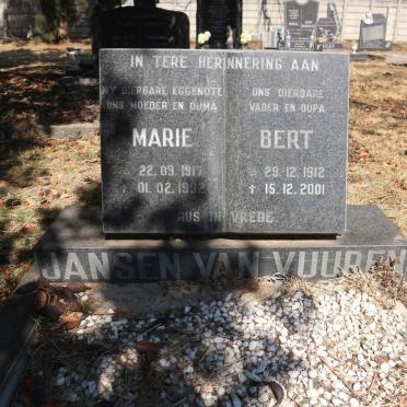 VUUREN Bert, Jansen van 1912-2001 &amp; Marie 1917-1992
