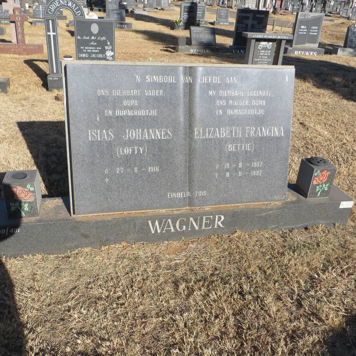 WAGNER Isias Johannes -1916 &amp; Elizabeth Francina 1907-1997