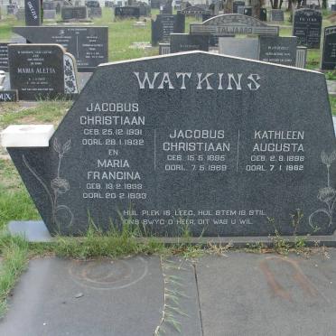 WATKINS Jacobus Christiaan 1895-1969 &amp; Kathleen Augusta 1898-1982