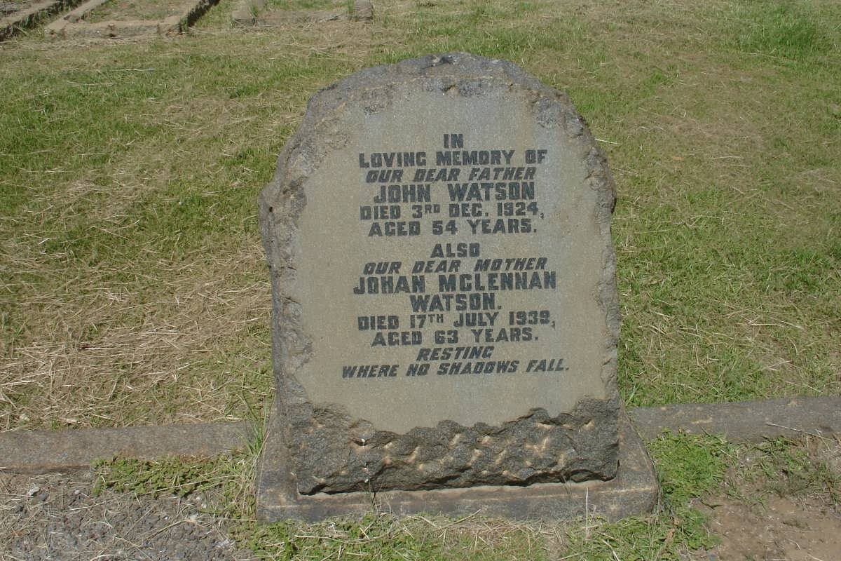 WATSON John -1924 &amp; Johan McLennan -1939