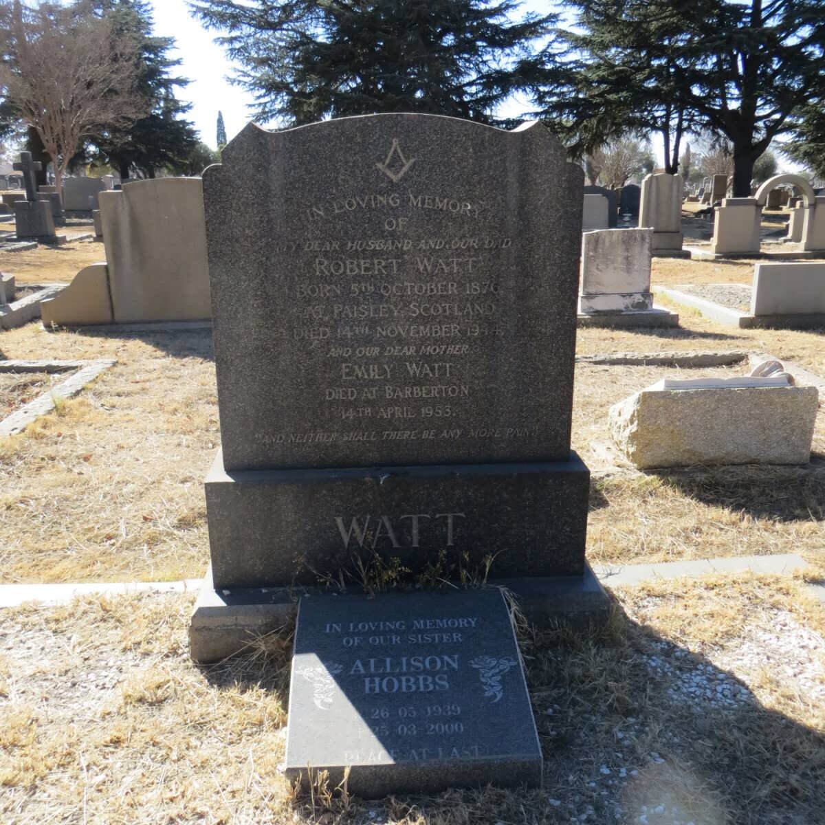 WATT Robert 1870-1944 &amp; Emily -1953