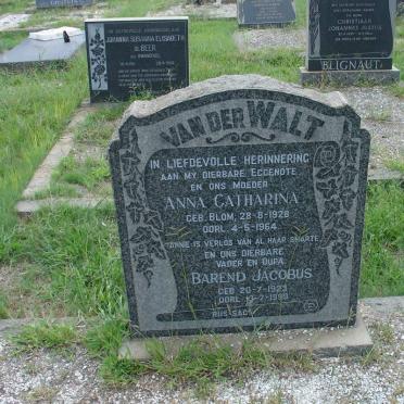 WALT Barend Jacobus, van der 1923-1999 &amp; Anna Catharina BLOM 1928-1964