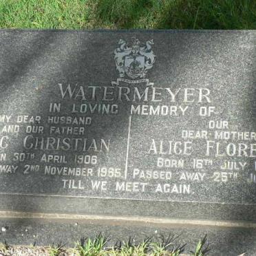 WATERMEYER Eric Christian 1906-1985 &amp; Alice Florence 1909-1966