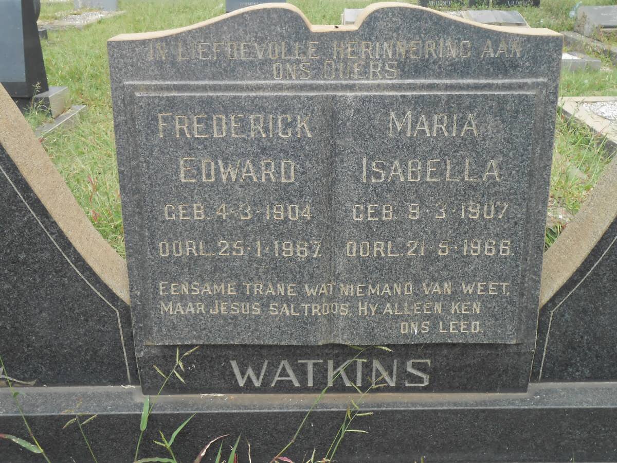 WATKINS Frederick Edward 1904-1967 &amp; Maria Isabella 1907-1966