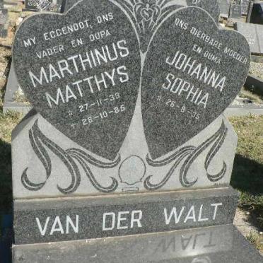 WALT Marthinus Matthys, van der 1933-1985 &amp; Johanna Sophia 1935