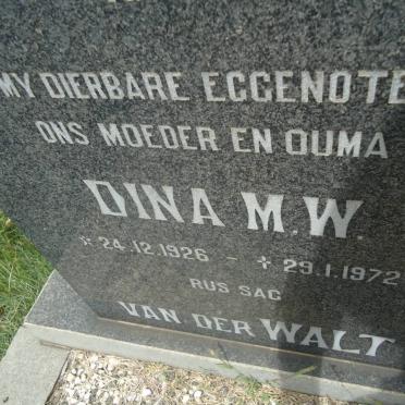 WALT Dina M.W., van der 1926-1972