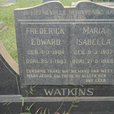 WATKINS Frederick Edward 1904-1967 &amp; Maria Isabella 1907-1966