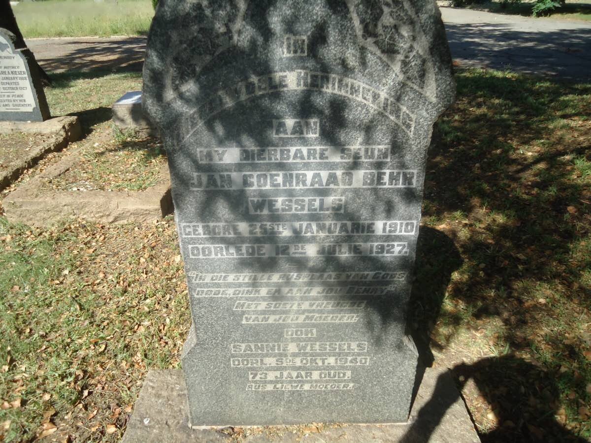 WESSELS Jan Coenraad Behr 1910-1927 :: WESSELS Sannie -1940